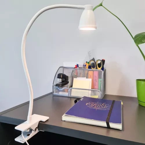 Lampka biurkowa z klipsem- biała Izoxis 19455 15 4d8d90edbefd794f81ff6087a86375ae