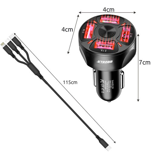 Ładowarka samochodowa 4x USB + kabel Xtrobb 19907 7 9e025ca836eeb245ee021074abc1f99d