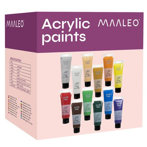 Farby akrylowe 12szt. 100ml Maaleo 20424 12 2729e207896615410d0231656664b411