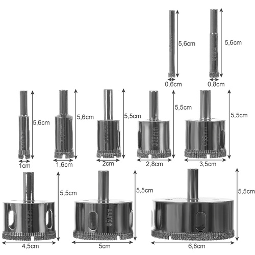 Otwornice diamentowe- zestaw 10szt. Bigstren 21641 3 7243e23ff720506a6276c749ef75f02d