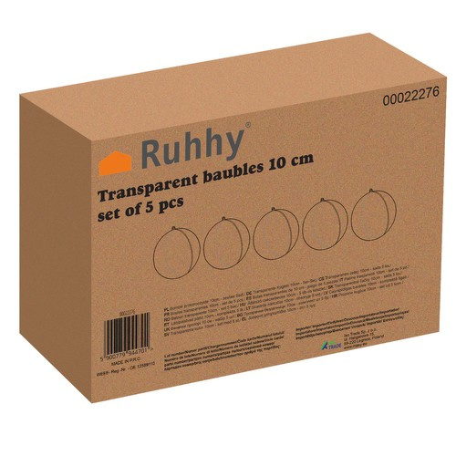 Bombki przezroczyste 10cm- zestaw 5szt Ruhhy 22276 14 b316d90cbe6bd54f74e9052fcc2f473f