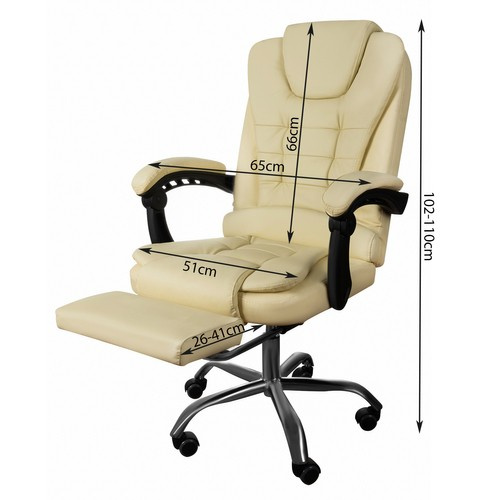 Fotel biurowy z podnóżkiem- beżowy Malatec 23287 3 c896146ba50f07d429e96af639360919