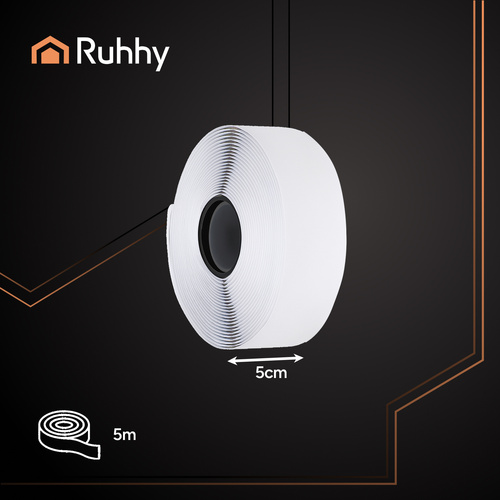 Taśma- rzep samoprzylepny 5mx5cm biały Ruhhy 25807 2 5dd20bdb5185309ad01aadff584ad825