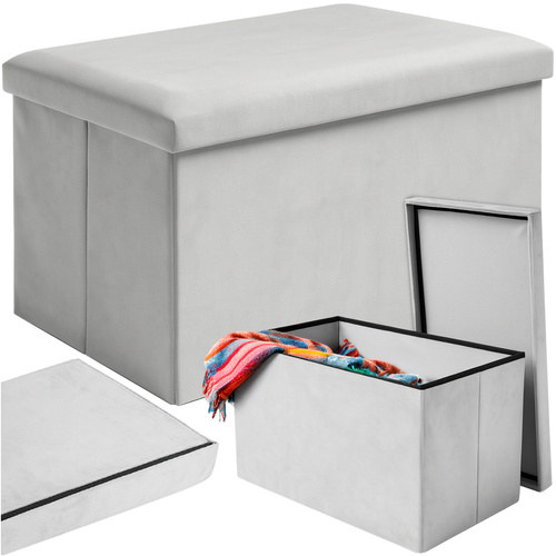 Pufa welurowa szara 60x30x30 cm Ruhhy 25994 1 b34de5e3f3c8637d38edcc65c8d52a04