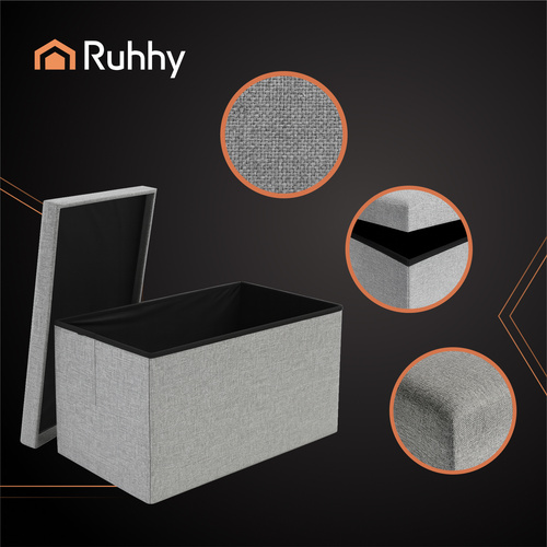 Pufa materiałowa szara 76x38x38cm Ruhhy 26131 6 77523345ba2efa091238c5afe698ac90